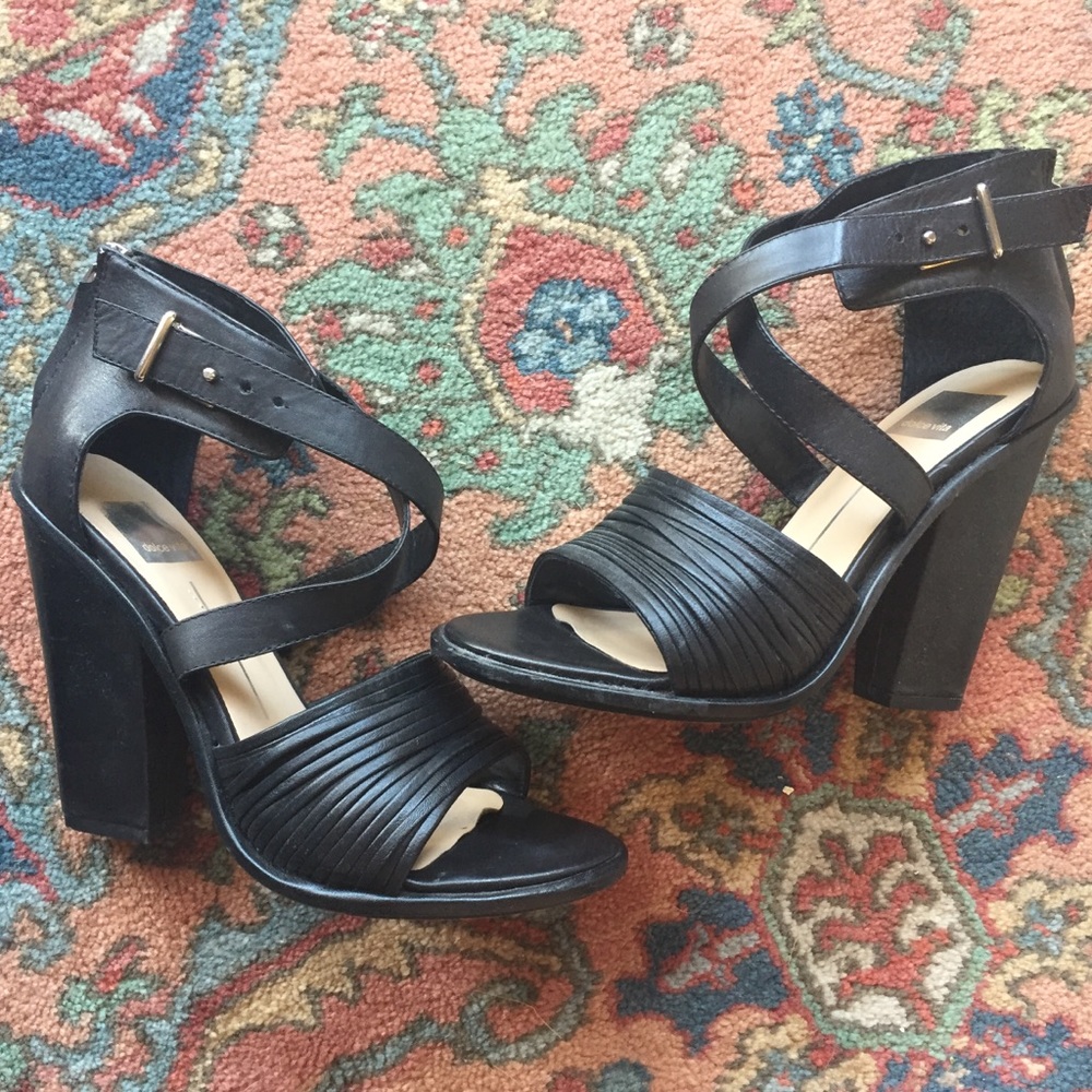 Dolce Vita Heel Sandal Black Mule Strap Leather